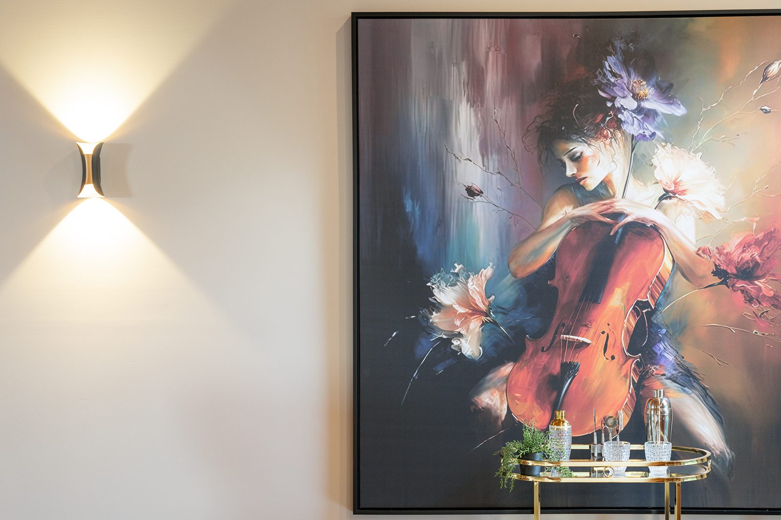 Artwork and wall lighting in the Zen Audio listening room